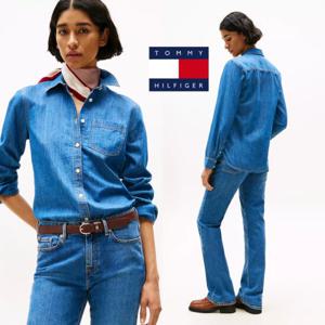타미힐피거 TOMMY HILFIGER XW04800-EX0 여자 샴브레이 데님 셔츠