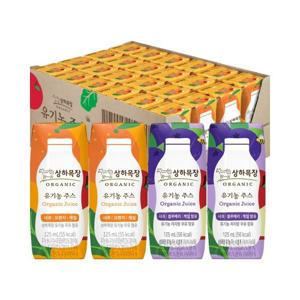 상하목장 유기농주스 사과오렌지케일+사과블루베리케일 125ml 각 12팩 (총 24팩)