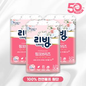 [50주년에디션]삼정펄프 리빙 핑크브리즈 천연펄프 화장지 30M 30롤 x 3팩 (총 90롤)