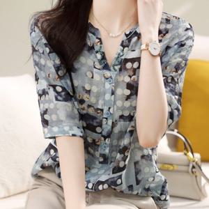 [블랙퀸] 클라나 레트로 패턴 루즈핏 블라우스 blk003661