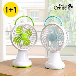 [1+1] 휴대용 USB 무드등 선풍기 2컬러  BCF-07G/BCF-08B  (12.7cm/건전지겸용/LED/랜턴)/총2개 발송