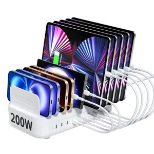 200W C타입 10포트 올고속 매장 학원 업소용 여러대 멀티충전기 냉각팬 CS200