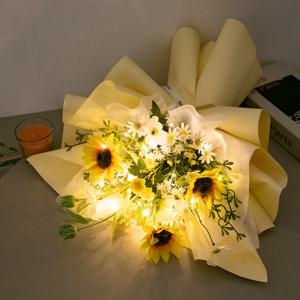 해바라기 조화 꽃다발 LED 힐링 50cm 인테리어 꽃 선물 기념일