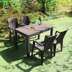 모니카 1200x700 4인 야외 테이블 세트 카페 인테리어