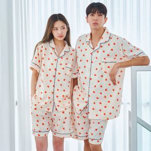 실크핏 아모르 반팔 커플 잠옷 세트 2color 3size