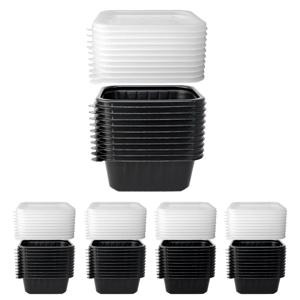 사각 하프 죽용기 중-블랙 400ml 50세트