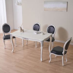 발보니 화이트실버 마호가니원목 엔틱 4인 식탁세트