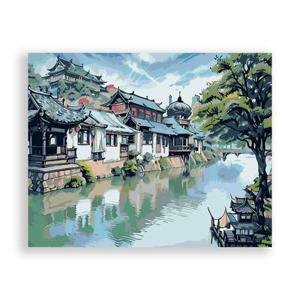 [해외]풍경화 강 대형 유화 색칠 DIY 명화 아크릴화 따라 그리기 쉬운그림 페인팅 50