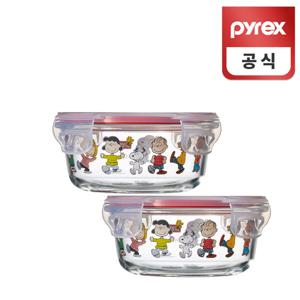 스누피 4면밀폐용기 원형 380ml 2개입 베이비무브 호환용기