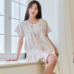 집들이선물 빅사이즈 면100 반팔 여자잠옷세트 여름 파자마 홈웨어 투피스