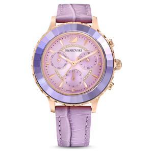 Octea Lux Chrono 워치, 스위스 메이드, 레더 스트랩, 퍼플, 로즈 골드 톤 피니시