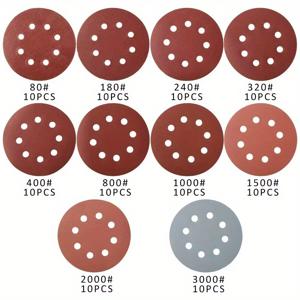 TEMU 125Mm 8홀 라운드 샌드페이퍼 100개 팩, 공기 및 전기 연마기, 디스크 그라인더, 건식 벽, 바닥 청소 및 연마에 적합합니다.