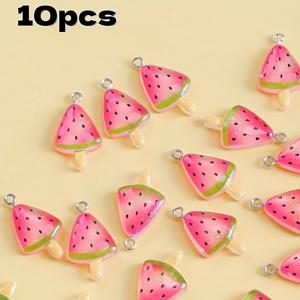TEMU 10개 여름 시원한 미니 수박 수지 목걸이, DIY 귀걸이, 목걸이, 열쇠장, 가방 목걸이 및 다양한 휴일 선물에 적합합니다.