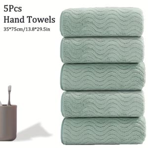 TEMU 5pcs 핸드 타월, 5pcs 욕실 타월 세트, 35*75cm/13.8*29.5in, 걸이 로프 디자인, 좋은 수분 흡수, 피트니스 닦기 땀, 다중 시나리오 사용 가능, 욕실, 샤워, 체육관 및 스포트웨어용|샤워타올