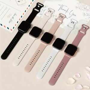 TEMU 5pcs 실리콘 스포츠 밴드 애플 워치용, 방수 교체 스트랩, for iwatch 시리즈 10/9/Ultra/8/7/6/5/4/3/2/1/SE와 호환, 스테인리스 스틸 클라스, 비수영용, 다양한 색상 (검정, 핑크, 베이지, 흰색, 보라색), 안전한 시계 스트랩, 배터리 필요 없음