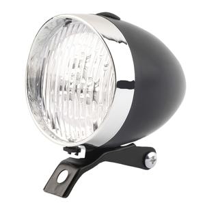 TEMU [1pc 레트로 LED 자전거 헤드라이트] 레트로 스타일 LED 자전거 헤드라이트 1개, 핸들바 마운트가 있는 비수면용 ABS 자전거 램프, 36V 이하의 배터리 구동, 산악 자전거 및 어린이 자전거용 - 블랙 & 실버, 배터리 없음