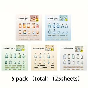 TEMU 스크랩북 용품, 저널, 사진 프레임, 물병, 공예용 DIY 종이 장식 스티커를 위한 타임 보틀 시리즈 빈티지 병 하드 카드 스티커 총 150개 세일 및 데칼 6팩|카드스티커