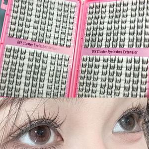 TEMU DIY 캣 아이 속눈썹 연장 - 자연스러운 만화 스타일, 두께 0.07mm, C-컬, 초보자용, 반복 사용 가능