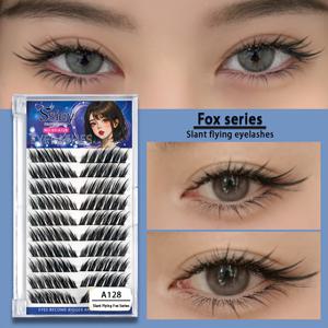 TEMU 캐트 아이와 폭스 아이 디자인 스타일의 타입 C 컬 11, 12, 13mm 속눈썹 연장 120개 묶음, 소프트 페어리 스타일 자연스러운 곡선 인조 속눈썹, 방수 및 땀에 강함, 개인용 DIY 및 초보자에게 적합