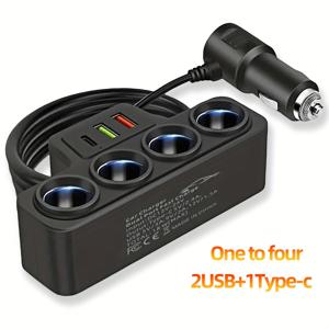 TEMU 차량용 1~4포트 멀티기능 듀얼 USB+타입C 차량용 휴대폰 충전기