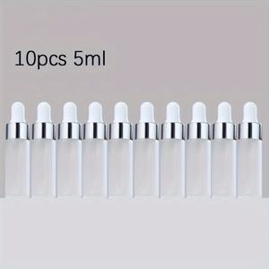 TEMU 1ml, 2ml, 3ml, 5ml 크기의 10개 세트의 서리 유리 드로퍼 병으로, 은색 뚜껑이 특징입니다. 샘플, 향수, 화장품 액체를 분배하는 데 편리합니다.