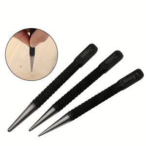 TEMU 3pcs 합금 강철 센터 펀치 세트, 1.5mm/2mm/3mm, 파괴 방지 및 파손 방지, лак 코팅, 필리스터 헤드, 금속/목/플라스틱, DIY/공예/전문 사용, 편안한 손잡이, 전기 드릴과 호환 가능