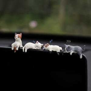 TEMU 귀여운 고양이 차량 대시보드 펜던트 4개 세트 - 누워, 앉아, 스트레칭하는 캐릭터 미니 장식품, 내구성 있는 플라스틱 소재, 자동차 인테리어 & 스크린 디스플레이용, 윈드실드 데코 액세서리, 카툰스타일 펜던트, 독특한 디자인