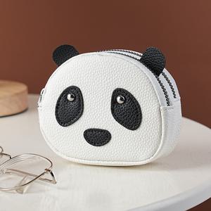 TEMU 창의적인 판다 동전 지갑 - 대용량 이중층 지퍼 가방, 립스틱 및 키 보관함, 흰색 합성 가죽 스타일, 일상 출퇴근, 어머니의 날, 아버지의 날, 추수 감사절, 일상 출퇴근 가방 | 재미있는 액세서리 | 내구성 있는 지퍼 잠금, 남성과 여성 모두에게 적합한 판다 동전 지갑.