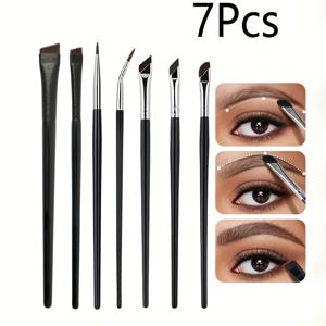 TEMU 7pcs 세트의 정밀한 눈 메이크업 브러시, 눈 메이크업 브러시 블레이드 아이 섀도우 실버름 가위 아이라이너 브러시 기울어진 눈썹 메이크업 브러시 눈 메이크업 디테일 브러시
