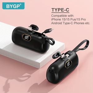 TEMU BYGP 5000mAh 미니 휴대용 충전기, 초소형 배터리 팩 여행용 모바일 폰 충전기, 아이폰 15/14/13/12 프로 맥스/iPad 프로/삼성 등과 호환 가능, 비상 전원 포켓 파워 뱅크, USB 모바일 백업 배터리 팩, 선물|보조배터리|보조배터리20000
