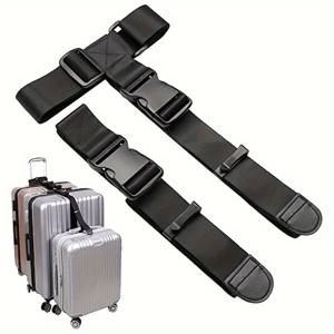 TEMU 2pcs/set 조절 가능한 수하물 스트랩, T형 수하물 연결 스트랩, 바퀴 수하물 연결 로프