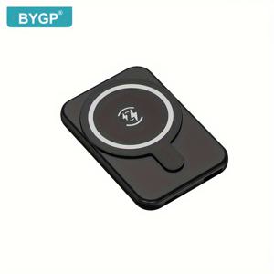 TEMU BYGP 5000mAh 자석 충전 은행 휴대용 충전기, 자석 무선 충전 은행, iPhone16/15pro/14max/13/12 장치에 적합, LED 배터리 디스플레이가 있는, 선물/야외 비상 전원 공급 백업 배터리 팩|보조배터리