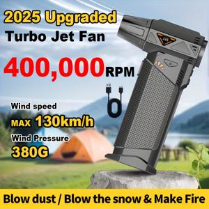 TEMU ABUDODO 브랜드 슈퍼 파워 터보제트 블로어 팬, 편리한 4단계 고속 전기 터빈 팬 LED 조명 포함, 쿨 탈착식 핸드헬드 디자인, 새로운 무브러시 모터 내장 USB 충전 배터리 8000mAh, 컴퓨터 및 차량용, 섀시 먼지 제거, 눈 불기, 잎사귀 날림에 적합