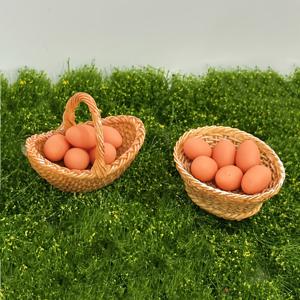 TEMU 14pcs 미니어처 닭 알 및 바구니 세트 - 실내/실외 디스플레이에 이상적인 8개의 알이 있는 두 개의 바구니가 있는 현실적인 레진 모델, 집, 정원, 또는 차량용 수집 미니어처 장식, 실외 장식|매력적인 장식|세부한 공예 기술, 미니어처 가구