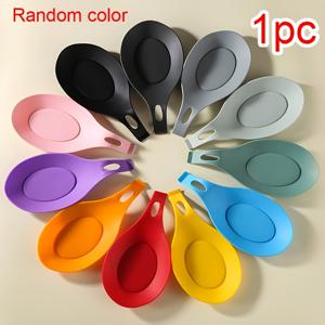 TEMU 1개 무작위 색상 실리콘 숟가락 레스트 - 미끄럼 방지, 쉬운 청소 주방 용품 홀더, 숟가락, 포크 및 나이프용, 밝은 무지개 디자인, 가정 및 바 사용에 완벽, 바 용품 홀더 | 밝은 주방 용품 | 내구성 있는 실리콘, 숟가락 레스트