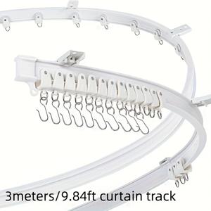 TEMU 1set 합금 플라스틱 곡선 샤워 커튼 트랙, 유연한 구부리기 가능한 천장 커튼 트랙, 창문 발코니 커튼 트랙, 플라스틱 커튼 레일, 욕실 용품, 홈 용품