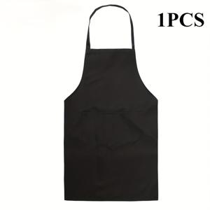 TEMU 1pc/팩 비브 아프론, 2개의 넓은 포켓이 있는 남녀 공용 블랙 아프론, 기계 세척 가능, 주방에서 바베큐 블루프린트 만들 때 사용