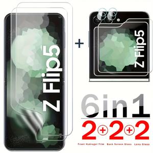 TEMU 2+2+2 6개 세트 플립 6 HD 강화유리 소형 스크린 프로텍터+ 소프트 하이드로겔 필름+ 렌즈 필름 삼성 갤럭시 Z 플립 6 / 플립 5 5G용 투명 유리 보호 필름 Flip6 Flip5