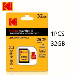 TEMU Kodak 1개 SD 카드 TF 메모리 카드 어댑터 포함 32GB HC 64GB 128GB 메모리 카드XC 메모리 카드 C10 A1 TF 플래시 카드 메모리 카드