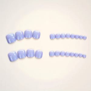 TEMU 24pcs 밝은 사각형 프레스 온 네일, 누드 풀 커버리지 발톱 세트, 스타일을 높여 - 두 발 모두에 쉽게 적용할 수 있는 광택 있는 짧은 매니큐어, 발톱 액세서리