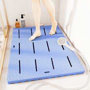 TEMU 1개 샤워실 미끄럼 방지 매트, 사계절용 편안한 소프트 가구 액세서리, 욕실 및 화장실 사용에 적합한 고품질 배수 패드|변기부속품
