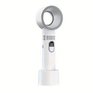 TEMU LED 디스플레이 및 풍속 조절 기능이 있는 1개 휴대용 Type-C 충전식 선풍기, 5단계 속도 조절, 저소음 작동, 1200mAh 장시간 배터리 용량, 컴팩트 디자인, 실내/외부 사무실 냉각용 핸드헬드 팬 | 내장형 배터리