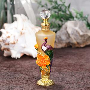 TEMU 30ml 빈티지 공작새 에나멜 유리 향수 스프레이 병, 저자극성 금속 및 유리 공예, BPA 프리, 리필 가능한 양각 피오니 디자인, 예술적인 유리 작품 선물