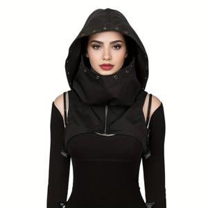 TEMU 여성 영감을 받은 후드 재킷, 지퍼 및 어깨 스트랩 - 부드러운 폴리에스터, 캐주얼 파티 의상, 축제 휴일 의상, 축제 의상 | 후드 재킷 | 지퍼 재킷