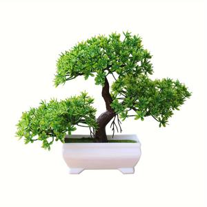 TEMU 백색 꽃병에 있는 화려한 인공 보나이 나무 - 가정 및 정원 장식용으로 실용적인 핑크 인공 식물, 결혼식 및 약혼식 전시용으로 완벽, 전기나 배터리가 필요하지 않으며, 가정 장식용으로 적합한 인공 야외 식물