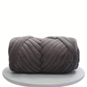 TEMU 다크 그레이와 베이지 색상의 500g, 16m 길이의 폴리에스터 원사 - DIY 베개, 고양이 침대, 담요 및 가방을 위한 핸드 니팅 벨벳 원사 - 솔기 없는 충전 원사