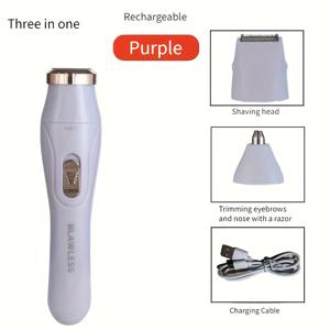 TEMU 3-in-1 전기 제모 세트 - USB 충전식 얼굴 트리머, 코털 클리퍼, 전신 제모기, 리튬 배터리, 다목적, 여성을 위한 이상적인 선물
