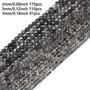 TEMU JILKOL 천연 블랙 라브라도라이트 스톤 비즈 2-4mm 원형 루스 비즈 - 컬러 플레이 팩티드 광석, DIY 주얼리 제작용, 팔찌 & 목걸이 구성품, 남녀 공용 크래프트 소재 및 선물, 우아한 비즈 디자인