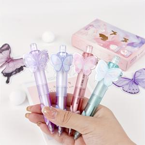 TEMU 4pcs 나비 펜, 다기능 포켓 펜, 휴대용 검정 잉크 시험 펜, 미세한 쓰기 도구 무작위 색상