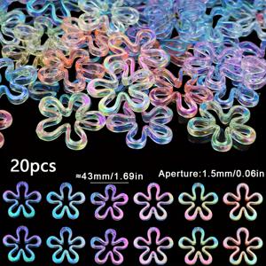 TEMU 20개 43mm 투명하고 아름다운 꽃 아크릴 비즈 - 여성용 팔찌, 목걸이, 귀걸이, 폰 체인, 펜던트, 공예 액세서리, 손수 제작 꽃 장신구 구성품 | 생동감 있는 비즈 디자인 | 광택 마감